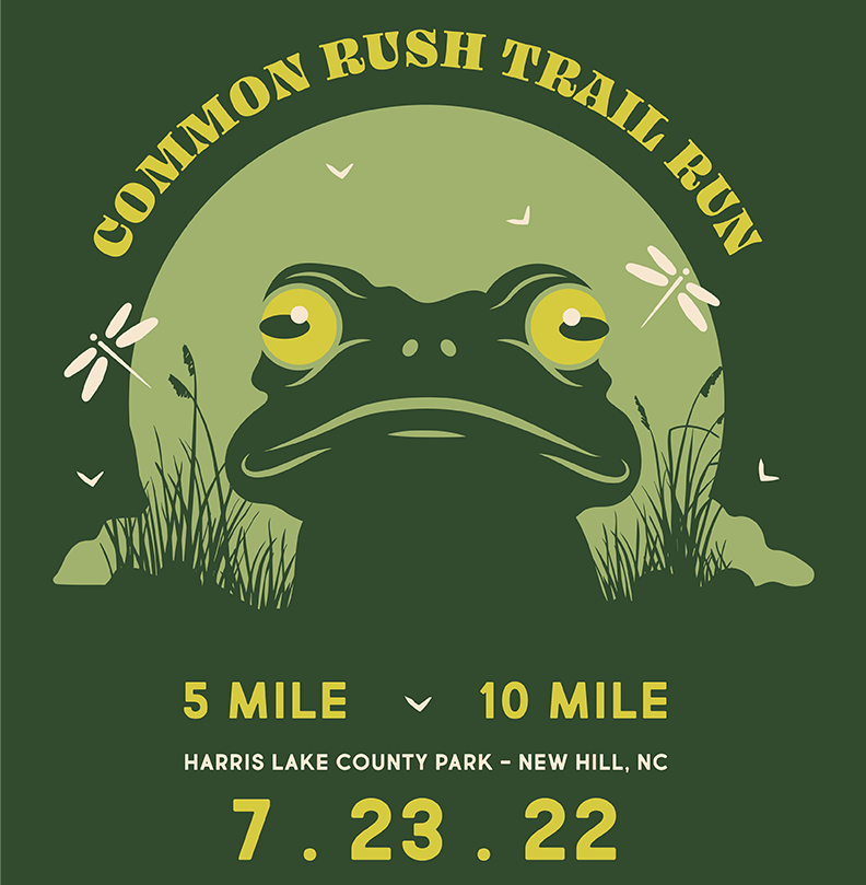 Common Rush 5 mile or 10 mile Trail Run July 23, 2022 at Harris Lake County Park New Hill, NC